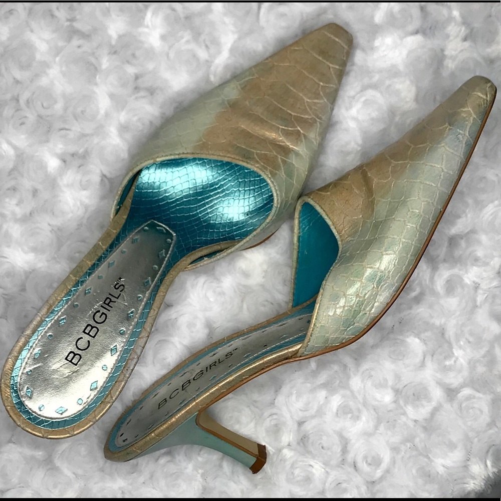 BCBGirls Faux Snake Skin Mules